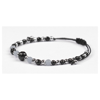 Bransoletka czarny TURMALIN ANGELIT HEMATYT ochrona i sprawiedliwość